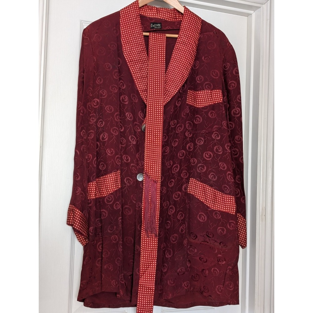 Vintage Smoking Jacket Burgundy/Red Lynbrooke with Tie Men's